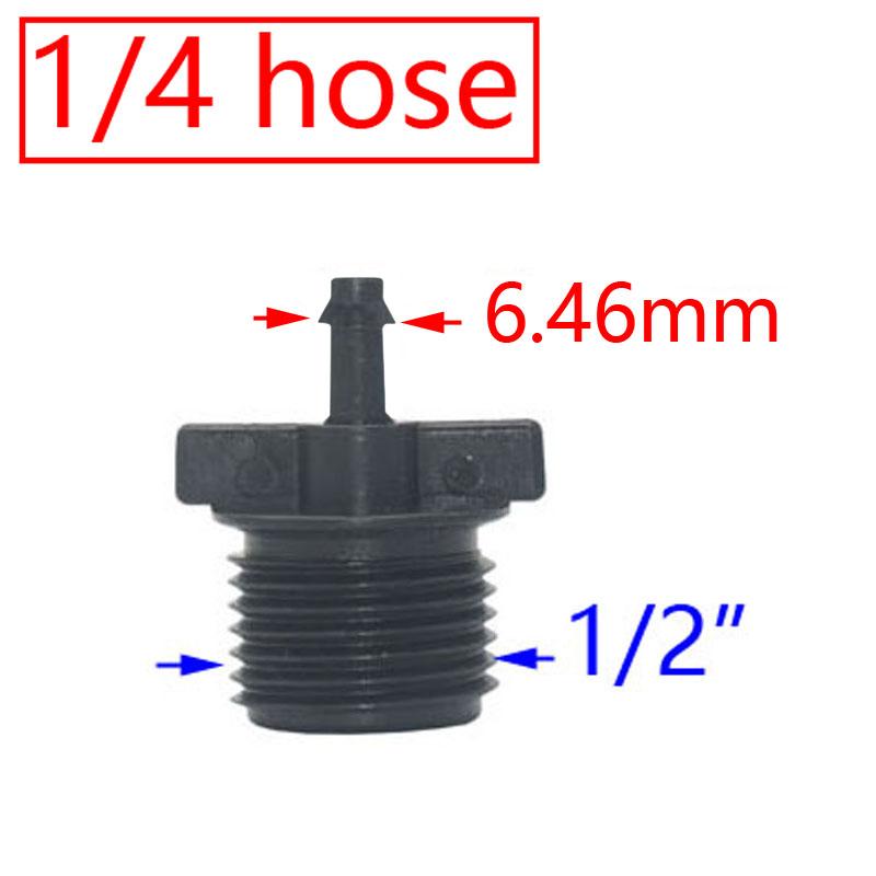 30pcs Drip Irrigation 1/2 Inch Male To 1/4 Barb Connector Elbow 6mm Sprinkler 2-Way Barbed Connectors For 4/7 Hose 5PCS