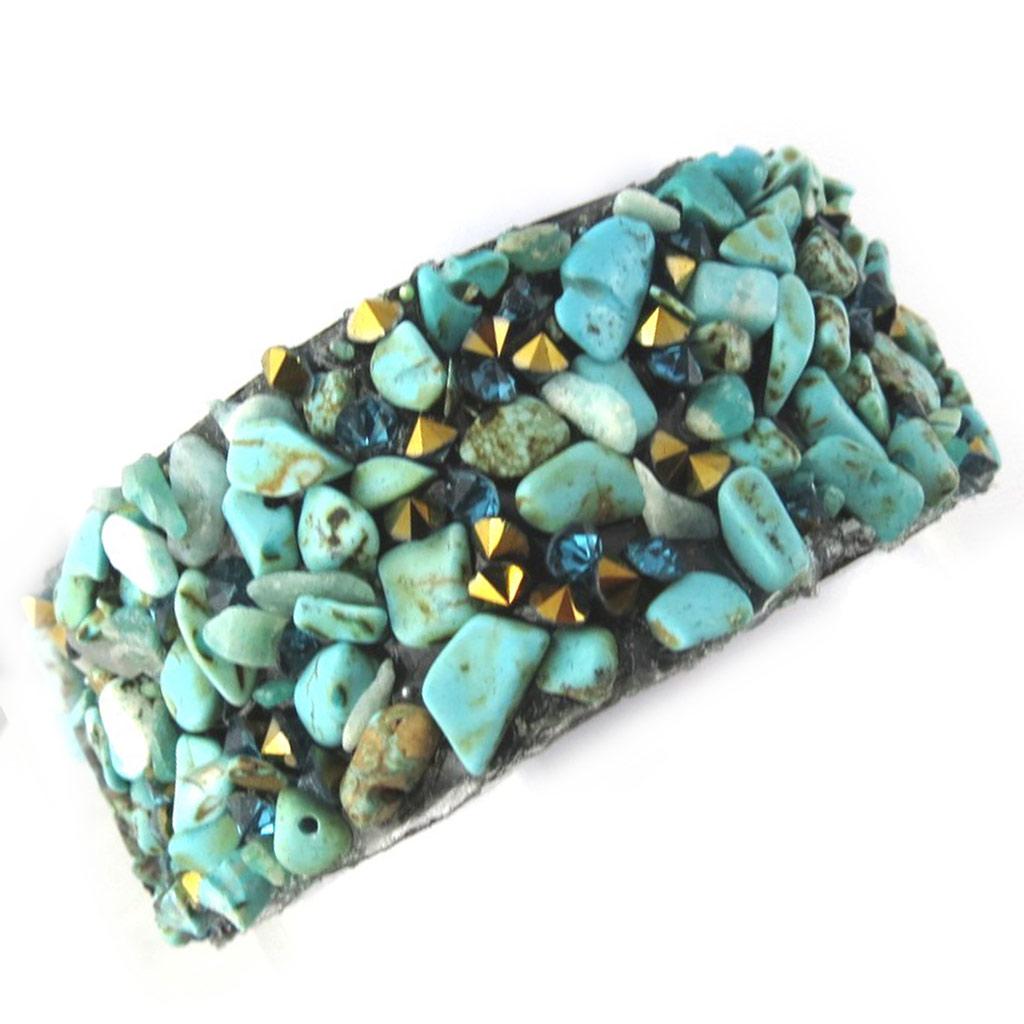 Les Trésors De Lily [N1037] - Fantazyjna bransoletka 'Mineralia' turkusowa czarna