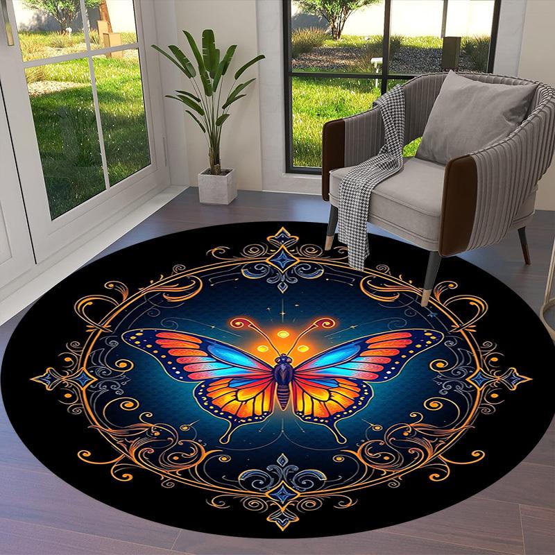 1pc Enchanted Butterfly Mandala Round carpet, Perfect for Decorating Chairs, Living Rooms, Or Bedrooms, for Living Room.180