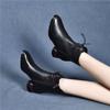Leder große Baumwolle Damen Kurzstiefel 2025 Herbst und Winter neue Damenstiefel mittlerer Absatz Martin Stiefel runder Absatz Samt Kurzstiefel