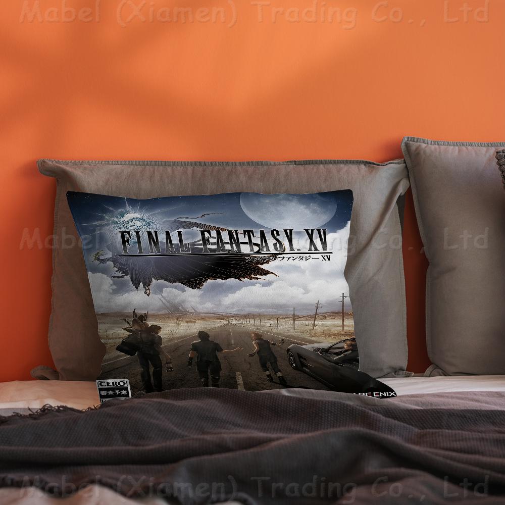 F-Final-F-Fantasy  Pillow Covers Cartoon Sofa Decorative Home Double-sided Printing Short Plush Cute Cushion Cover