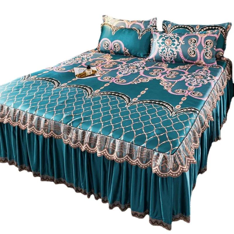 3Pcs/Lot Bed Dress Lace Set Full King Queen Double Beds Cotton Bed Sheet with Pillow Cases Suitable for Bedding Cover