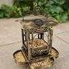 Solar Bird Feeder for Outdoors Hanging, Retro Carriage Shaped Metal Wild Bird Feeders, Solar Powered Garden Lantern for Patio, Yard, Gifts for Bird