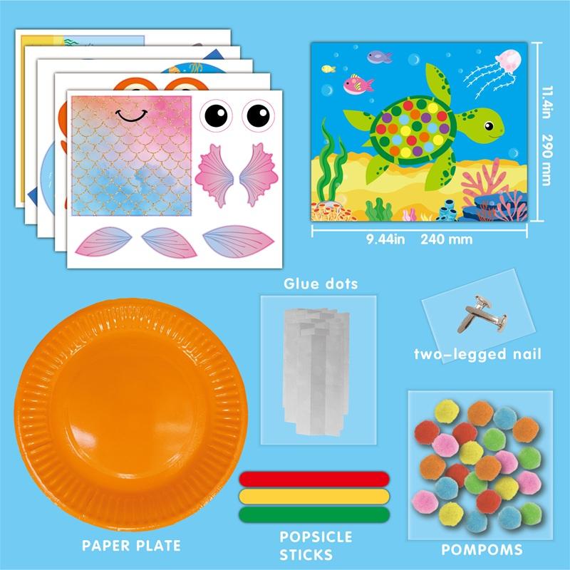 

Children s handmade craft Ocean-themed cartoon origami 6 Themes DIY puppets wool ball collage DIY assembly toys