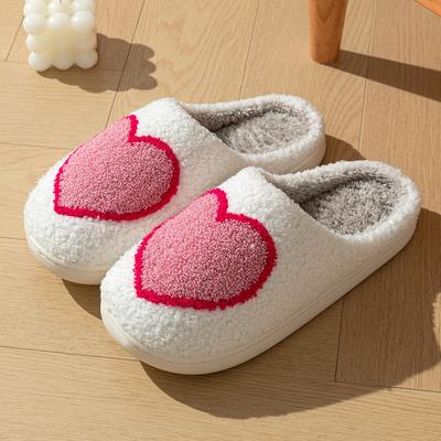 Women Big Heart Love Home Slippers Comfortable Girls Bedroom Breathable Anti Slip Flat Plush Shoes Girlfriend Birthday Gift