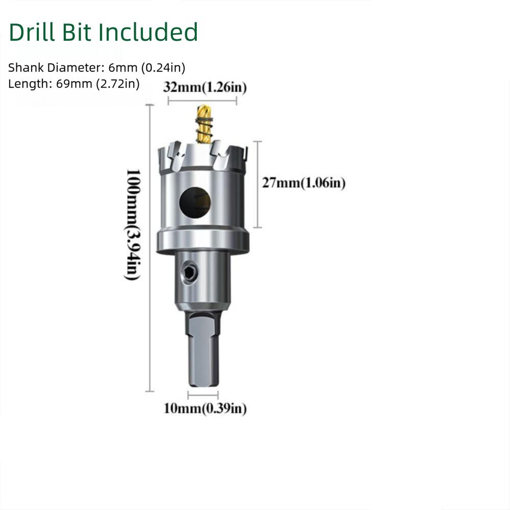 Carbide Tip Hole Saw Core Drill Bit 6mm Diameter Quick Punch Tungsten Carbide Tipped Drill Bit Iron Copper Stainless Steel