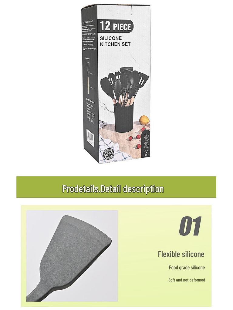 12-Piece Lightweight Silicone Kitchenware Set: Spatula, Whisk & More. Multiple Colors. Safe for Non-Stick Pans.