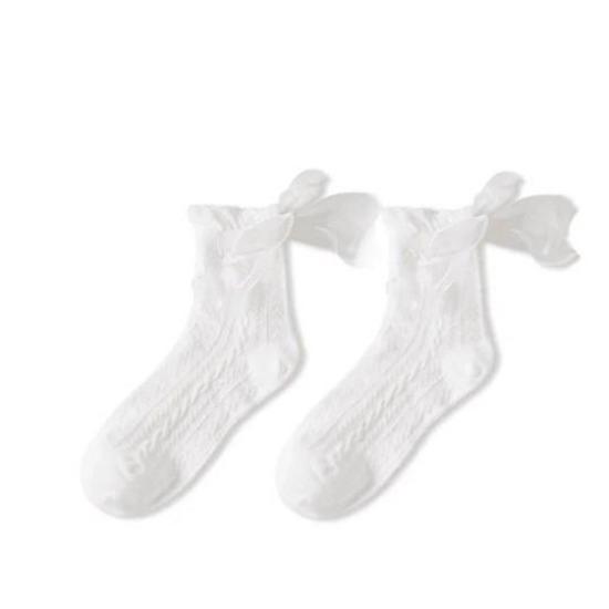 Sweet Lolita Lace Bow Middle Tube Socks Girls Black White JK Korean JK Soft Cotton Breathable Sock Casual Kawaii Female