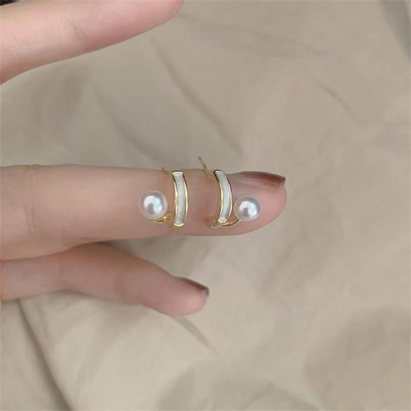 New Fashion  Pearl Hoop Earrings  for Women Girl Gift Jewelry Wholesale