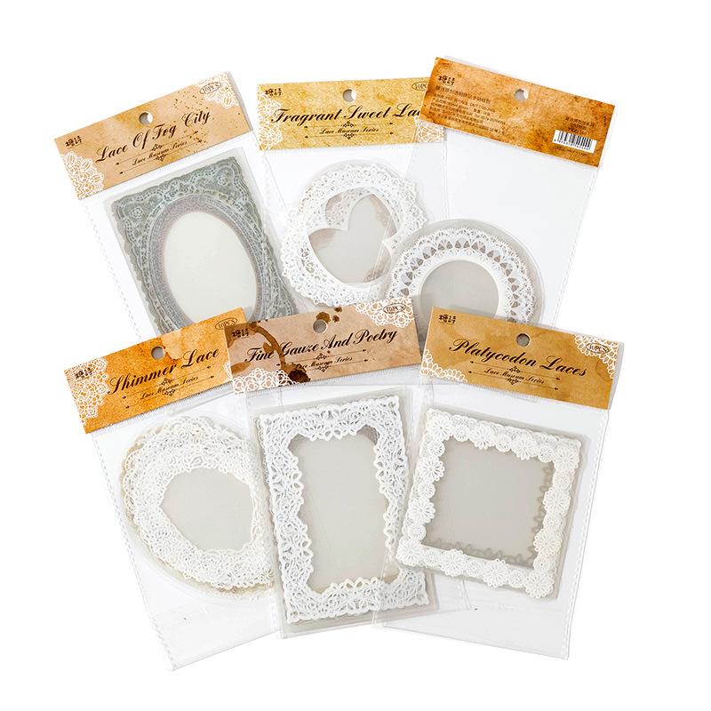 10-Sheet Premium Big-size Clear Lace Border Stickers, Elegant Hollow Lace Edges with Transparent Effect