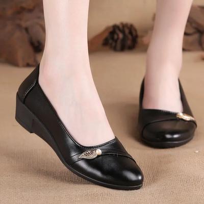 Chaussures pour femmes mode femme doux hôtel travail chaussures confort dame décontracté printemps & été slip on chaussures en cuir noir ba200