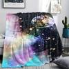 1Pc Galaxy Moon Print Flannel Blanket, High Quality Comfortable for All Seasons, Home Decor, Warmth and Comfort, Perfect for Gifts
