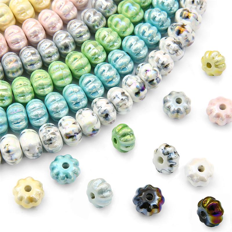 6 buc/pungă Mărgele de porțelan din ceramică lucrate manual în formă de dovleac Mărgele distanțiere libere pentru brățară colier Fabricare de bijuterii DIY