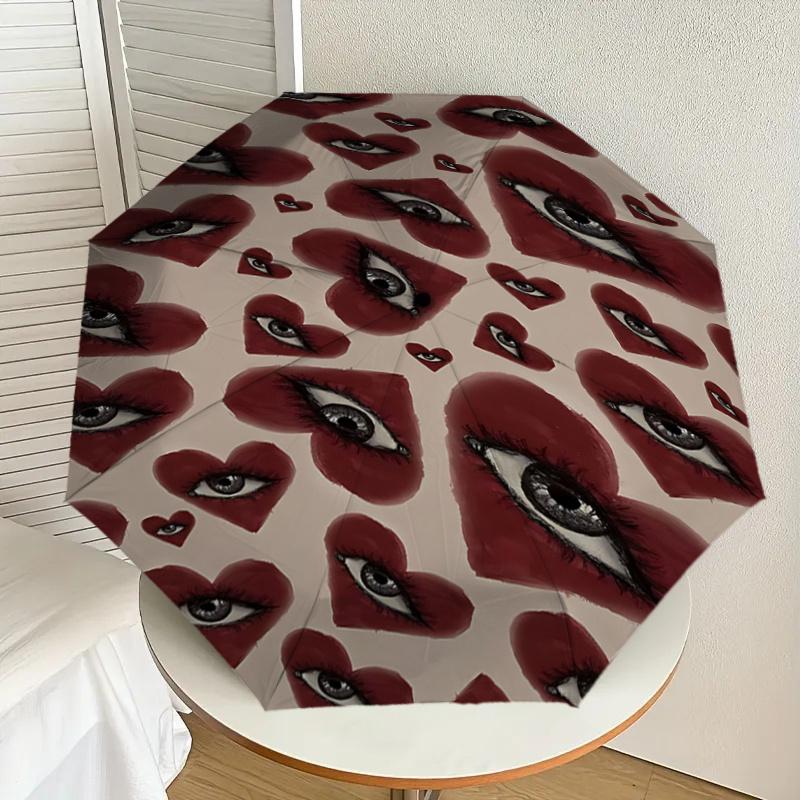 Eye catching Heart Shaped Eyes Printed Umbrella Automatic Opening&Closing,Portable Folding Design,Outdoor Use,Festival Gift for Fans,
