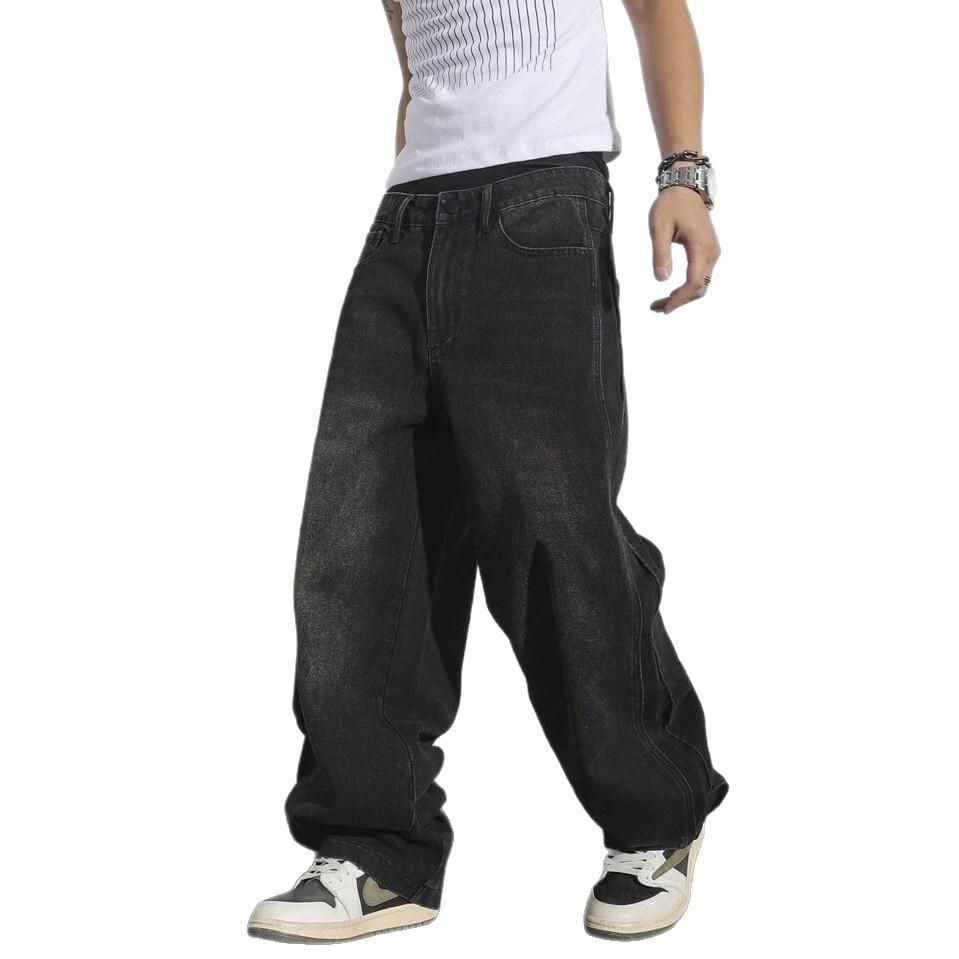 Popular Jeans Men's Clothing American Retro High Street Trendy Men's Pants Loose Straight Jeans Men