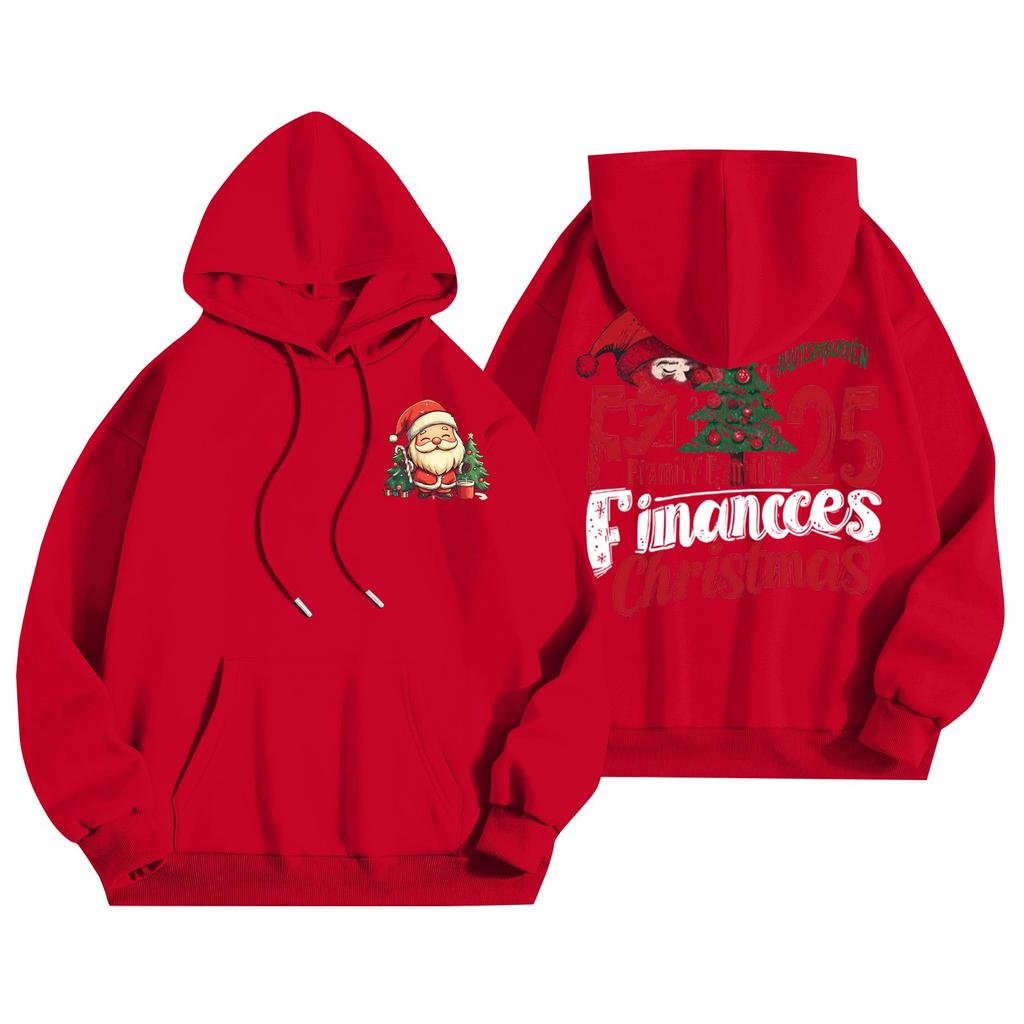 Women's Casual Long Sleeve Pullover Christmas Printed Hooded Sweatshirt With Pockets