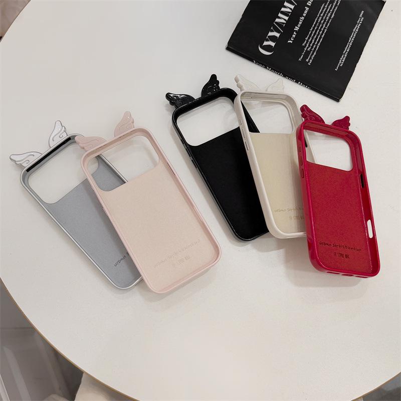3D Leather Feather Wing iPhone 15/16/17 Pro Max Case - Anti-fall Protection