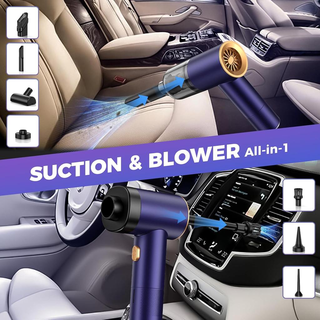 Portable Cordless Car Vacuum 18000PA, 7-in-1 Rechargeable Handheld Cleaner with Brush Motor for Car, Home, Office, Pets