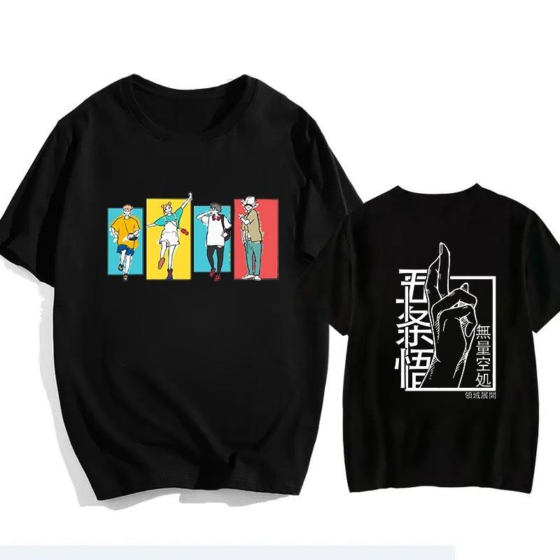 Jujutsu Kaisen Satoru Gojo Unisex Reines Baumwoll-T-Shirt Sommer Anime Print Lässiges Kurzarm-Oberteil für Damen und Herren