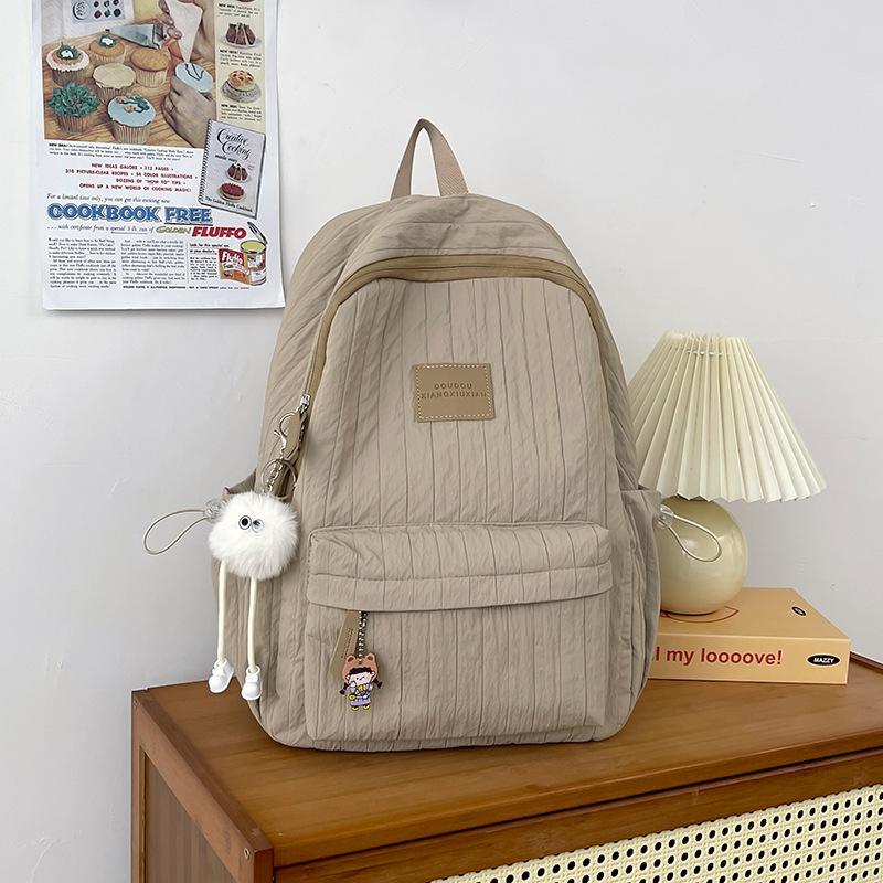 Schoolbag large capacity fashion letter backpack small fresh nylon new backpack bag female personality striped college bag