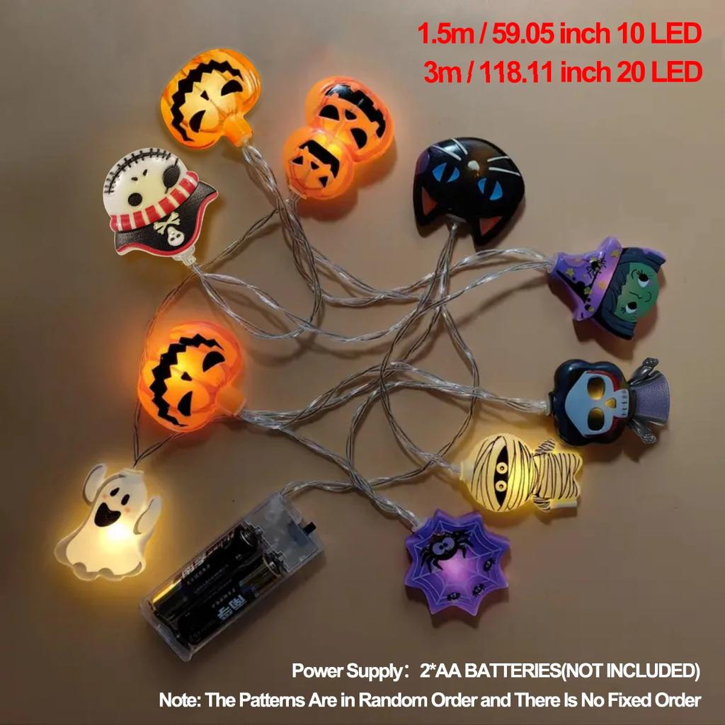 10/20 LED Halloween Light String Mummy Pumpkin Ghost Lantern String Ghost Festival Supplies Happy Halloween Party Decor 2024
