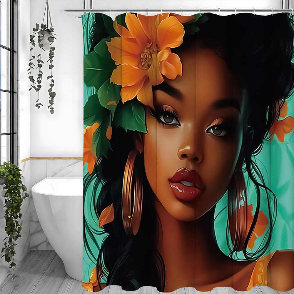

Красивая молодая африканка в стиле королевы, занавеска для душа, декоративная занавеска для ванной комнаты, водонепроницаемая занавеска для душа W 90*180cm