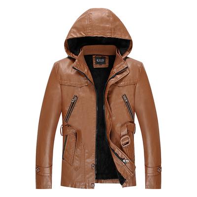 Autumn and Winter New Pu Leather Jacket Men's Medium-length First-layer Leather Windbreaker Men's Cowhide Windbreaker Jacket