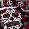 3D skull bed linen set cartoon watercolor rose flower skull quilt cover cushion cover queen size white bed cover set