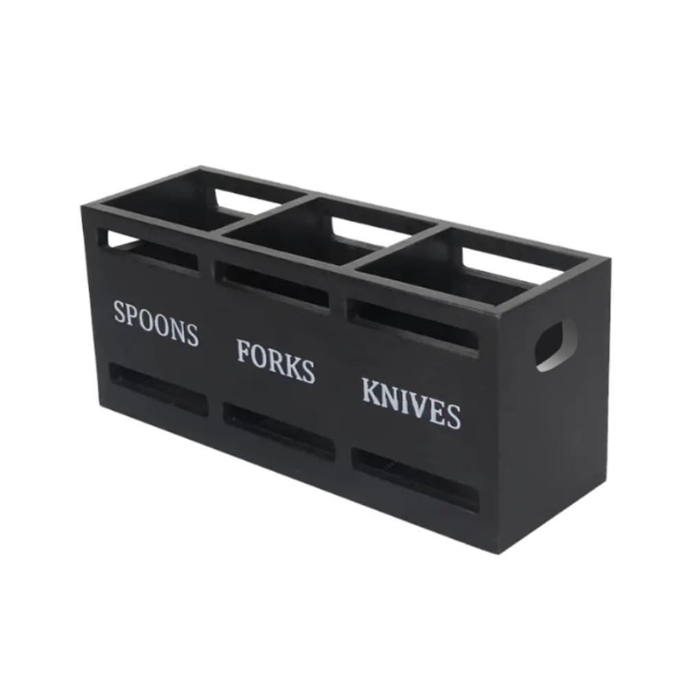 Rectangular Kitchen Utensil Holder 3 Compartment Cutlery Storage Rack  Kitchen Countertop чёрный