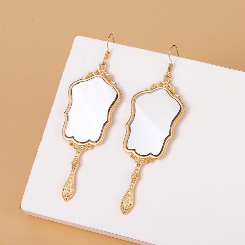 Exquisite Mirror Earrings Reflective Mirror Pendant Stud Earring for Women Girl