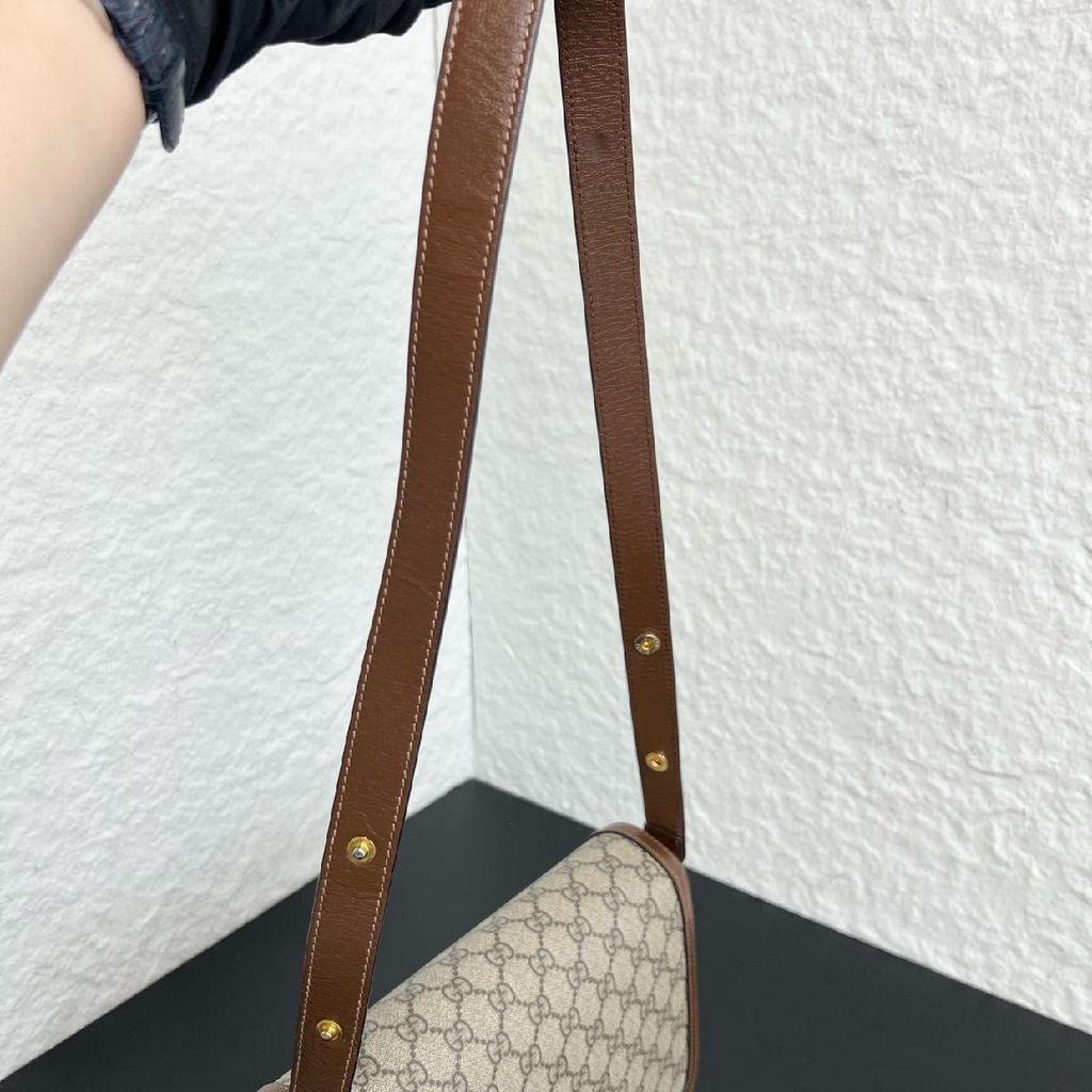 [Pre-Owned] Horsebit 1955 Logo Canvas And Leather Saddle Bag - Very Good #XPHHF5