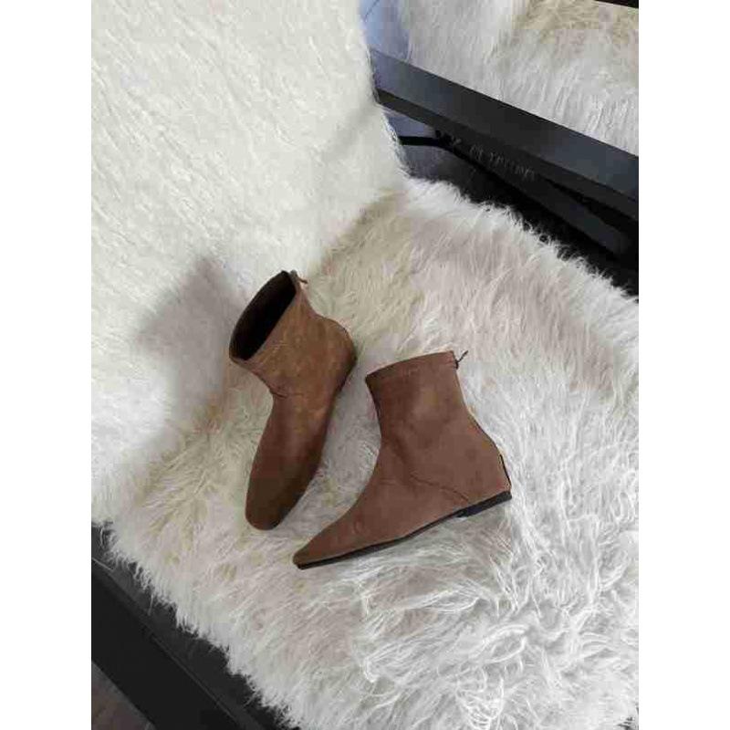 

Inner height increase pointed thin boots short boots women s shoes autumn and winter 2025 new French versatile small naked boots 39 коричневий