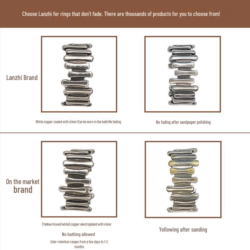 Retro 925 Thai Silver Non-Fading Open Ring: Niche Belt Design, Cross-Border Style, Women's Sterling Silver Ring.