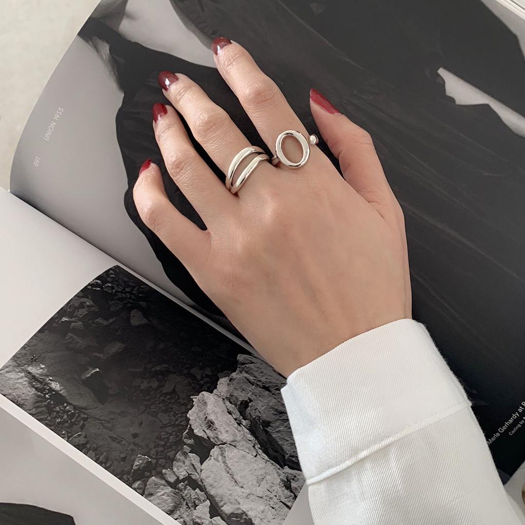 Chic Korean Style 925 Silver Adjustable Ring For Women Unique Accessory Fashionable