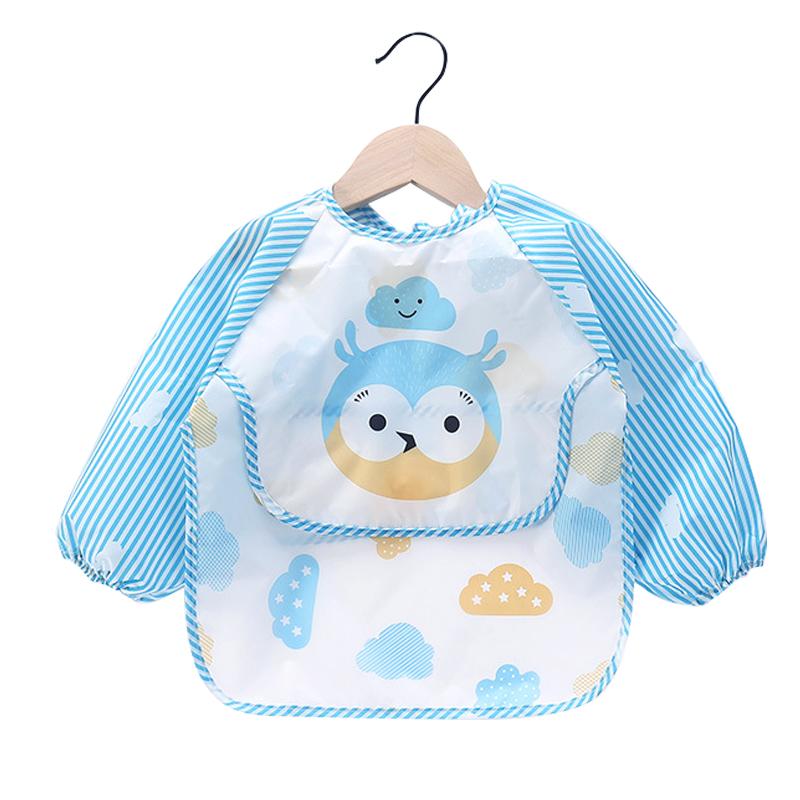 Cute Baby Bibs Toddler Baberos Bavoir Waterproof Long Sleeve Apron Cartoon Animals Children Feeding Smock Bib Baby Stuff 0-3Y