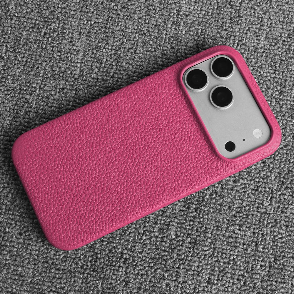 Luxus Echtleder Rindsleder Hülle für iPhone 17 Pro Max 16 15 14 13 12 Natürliches Rindsleder Litschi-Leder Stoßfeste Handyhülle Fundas