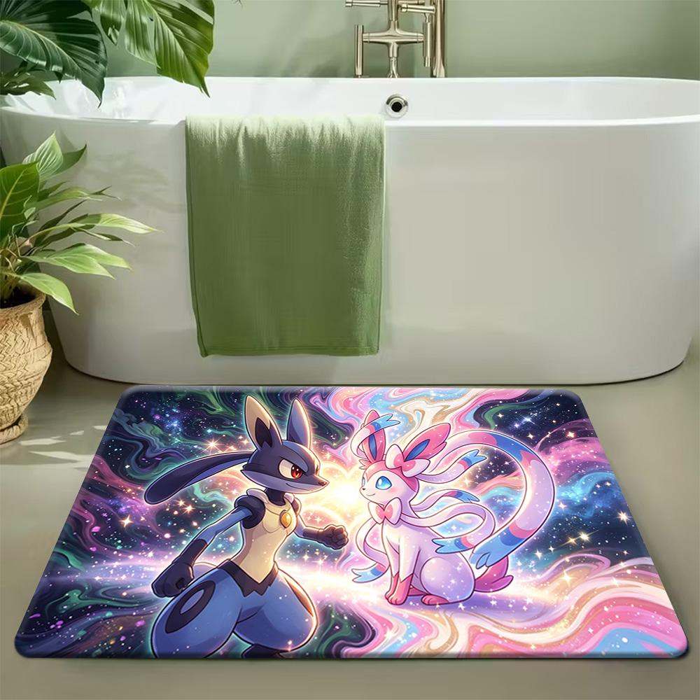 Pokemon Pikachu and Starters Graffiti Print Non-Slip Doormat Soft Floor Mat 40x60cm