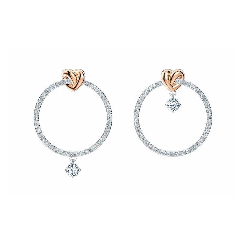 Swarovski Lifelong Heart Pierced Ring White Metal Earrings Women s 5517933