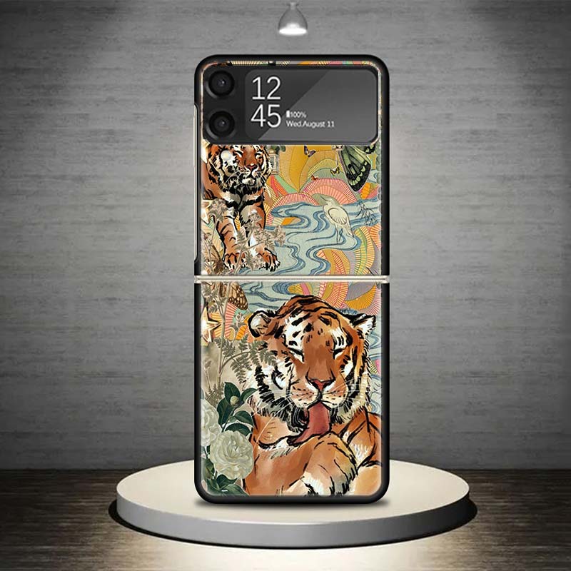Superior Tiger Pattern Art Phone Case For Samsung Galaxy Z Flip 7 6 5 4 3 5G Shockproof Cover Z Flip7 Flip6 ZFlip5 Flip3 Flip4 L