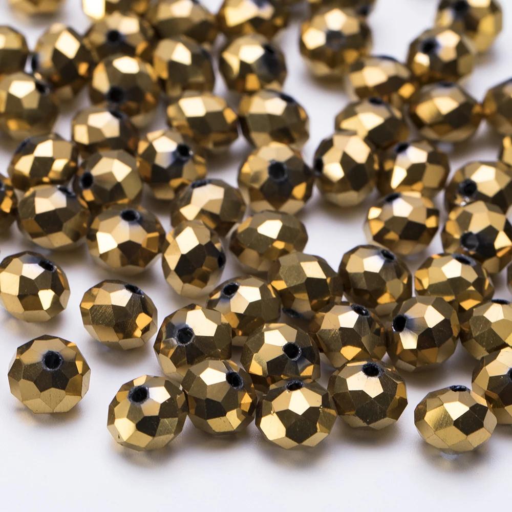 4 6 8 mm Rondell Kristallpärlor Fasetterade Porslinsglas Pärlor Lösa Avståndspärlor för Smyckestillverkning Handarbete Armband Halsband