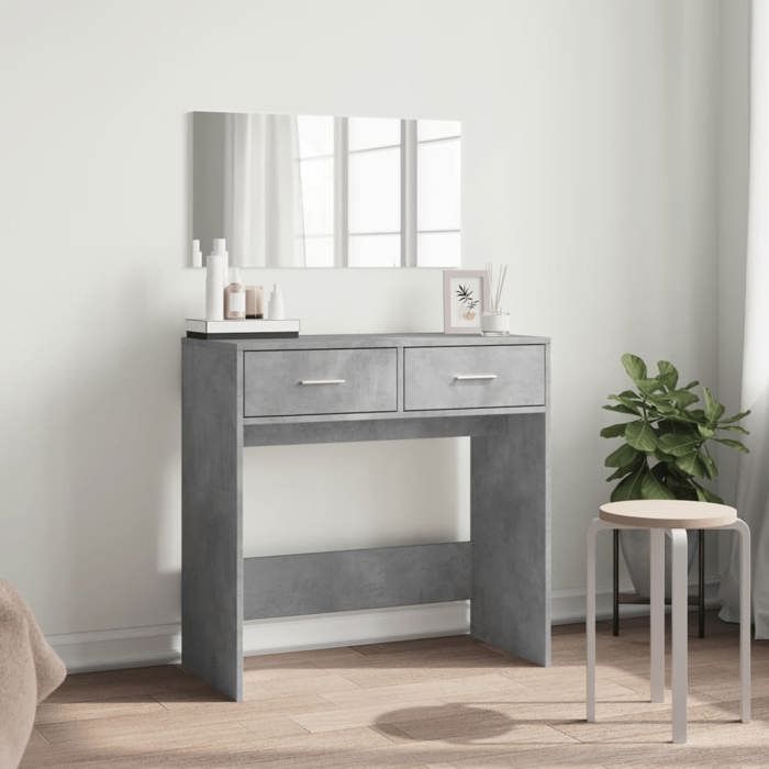VidaXL Coiffeuse avec miroir gris béton 80x39x80 cm, table de maquillage, table à bijoux, coiffeuse avec miroir, coiffeuse 840705