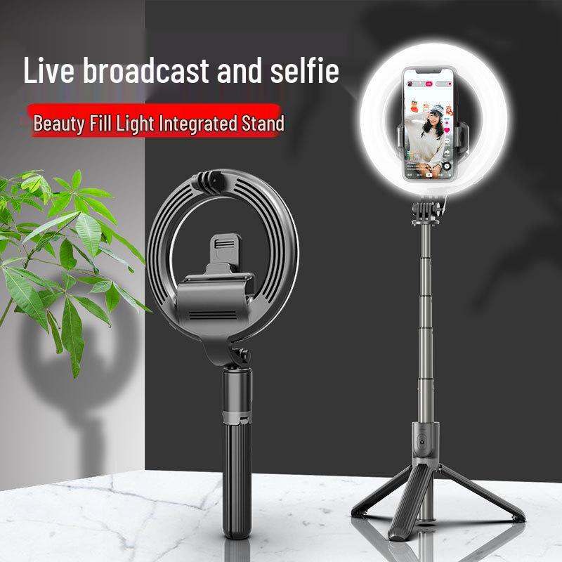 Bluetooth Selfie Stick with LED Ring Light & Tripod for Mobile Phone Live Streaming