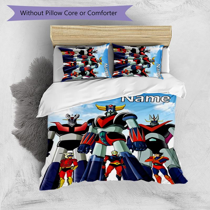 3pcs UFO Robot Grendizer2 Cover Set - Personalized Name, HD Printed Bedding with 1 Cover and 2 Pillowcases - Perfect for Home Decor, Easy Care