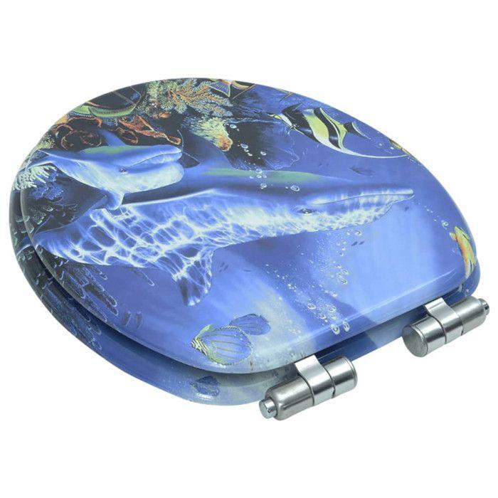 VidaXL Siège de toilette MDF Couvercle à fermeture en douceur Dauphins