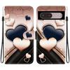 Handmade PU Leather Flip Case for Google Pixel 7 Pro Anti-Slip Shockproof Cover with Wrist Strap & Heart/Rose Cat Designs
