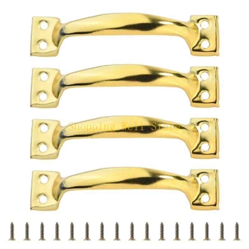 KX4B Set Of 4 Drawer Pulls for Kitchen Or Garage Cabinets Iron Barn Door Knob Handles