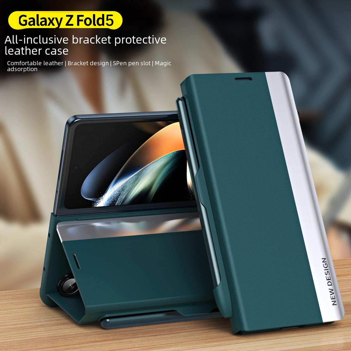 

Откидной чехол Samsung Fold5/4/3/2 с отделением для ручки и SPEN, деловой кожаный чехол для защиты от падений.