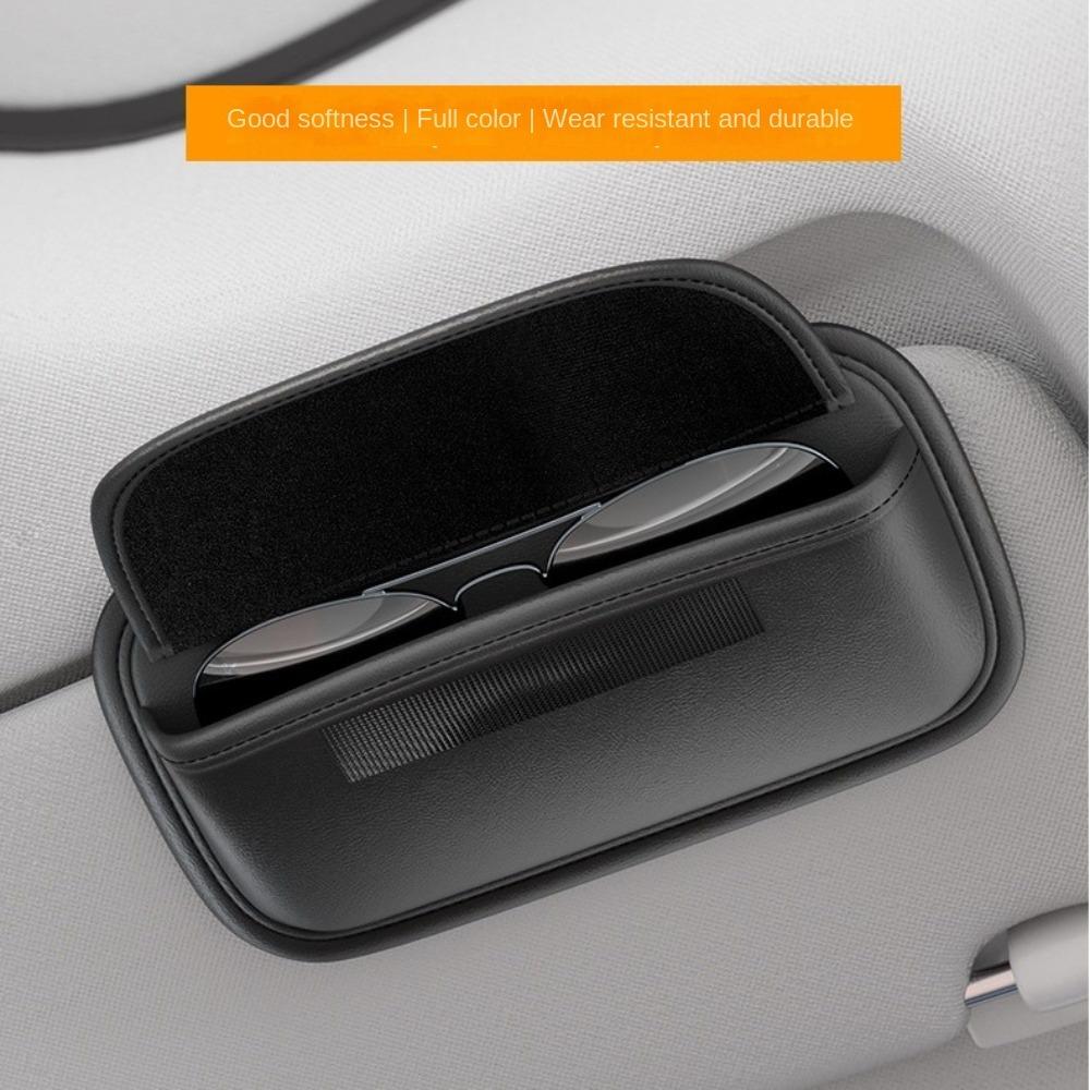 Leather Car Glasses Case Multifunctional Sun Visor Clip Organizer Sunglasses Storage Box  Card