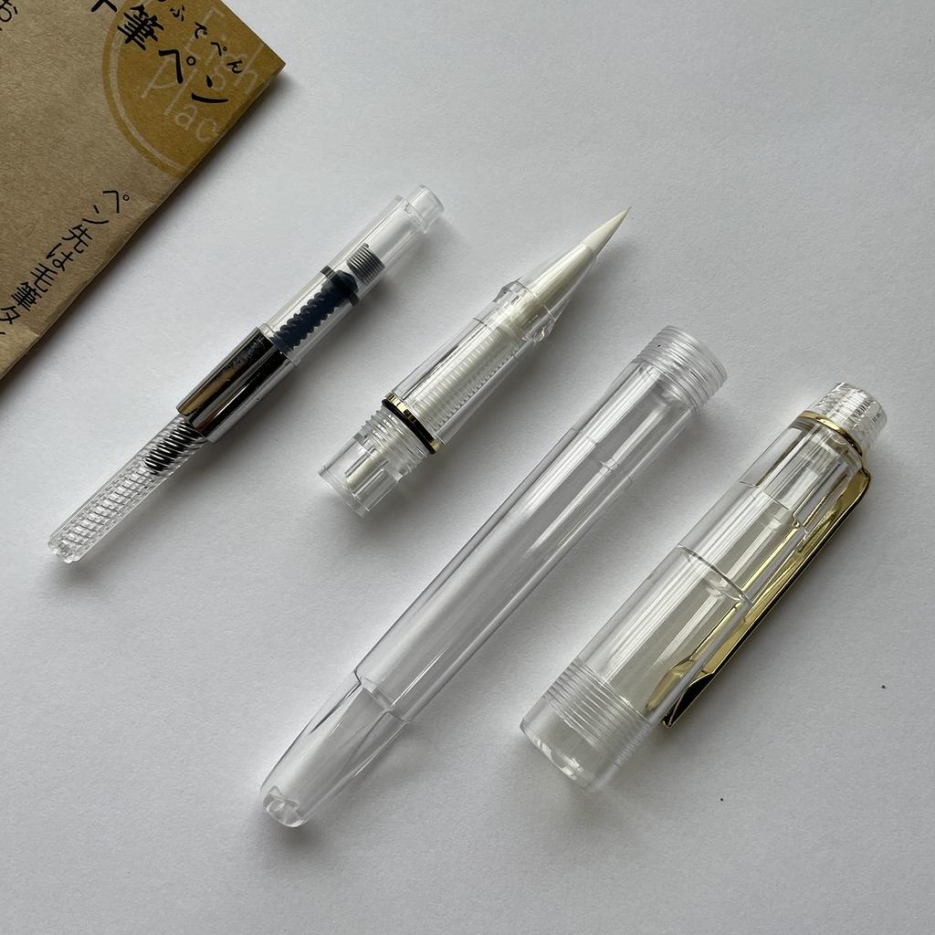 Caneta-tinteiro caneta pincel caneta tinteiro conversor transparente incluído (pincel de maquiagem para homens) caneta, caneta, pincel, barril,
