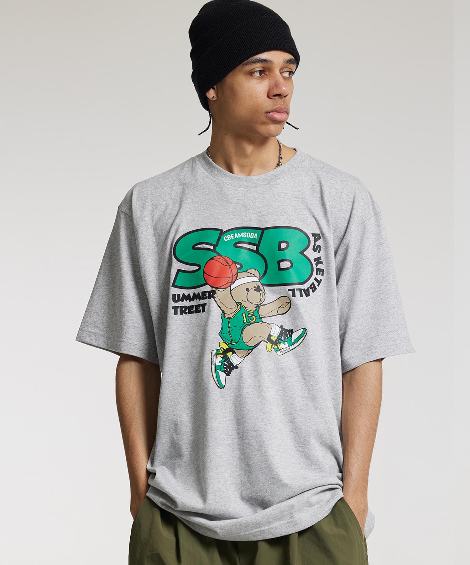 Cream Soda Lab Summer Street Basketball Short Sleeve Grey Green L